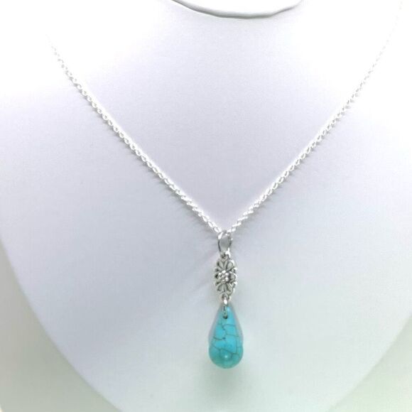 AUQ Sterling 925 Silver & Turquoise Necklace - Picture 1 of 10